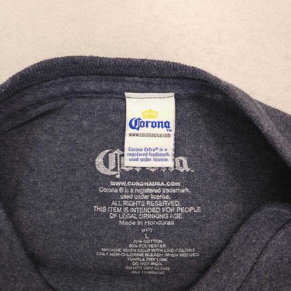 Corona Crew Neck Short Sleeve T Shirt Adult Mens Size Large L Navy Blue - Picture 3 of 9